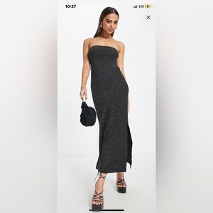 ASOS black strapless midi dress